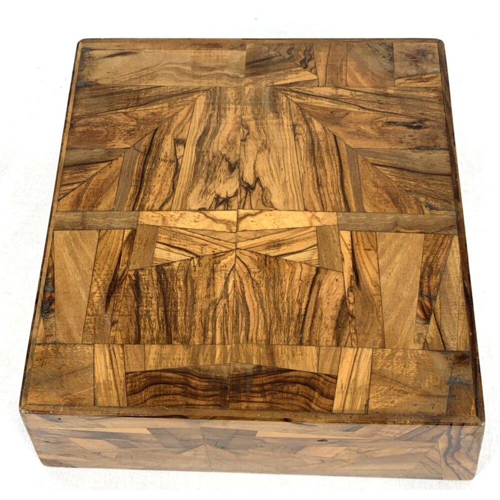 Handmade Segmented Wood Bowl Square 9" Vintage MCM - Picture 11 of 11